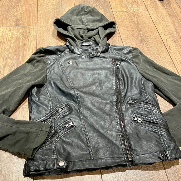 SILENCE AND NOISE Women's Vegan Leather Moto Jacket￨Size Large - Picture 10 of 16